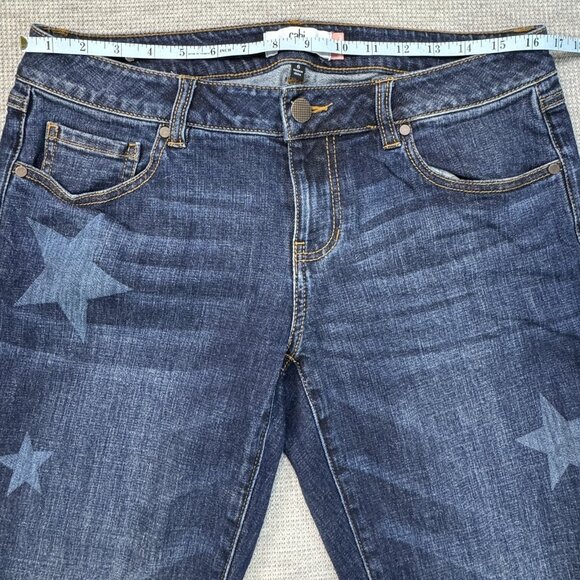 Cabi Womens Blue Denim Stars Slim Fit Boyfriend Jeans Cropped Rolled Cuffs Sz 6 - Picture 9 of 15